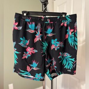 O'Neill Black Floral Swim Trunks